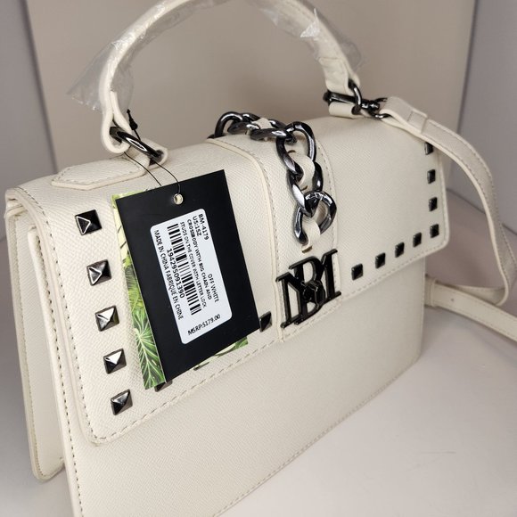 Badgley Mischka Flap Bag Crossbody with Studs/Chain - Off White - NWT - Picture 3 of 11